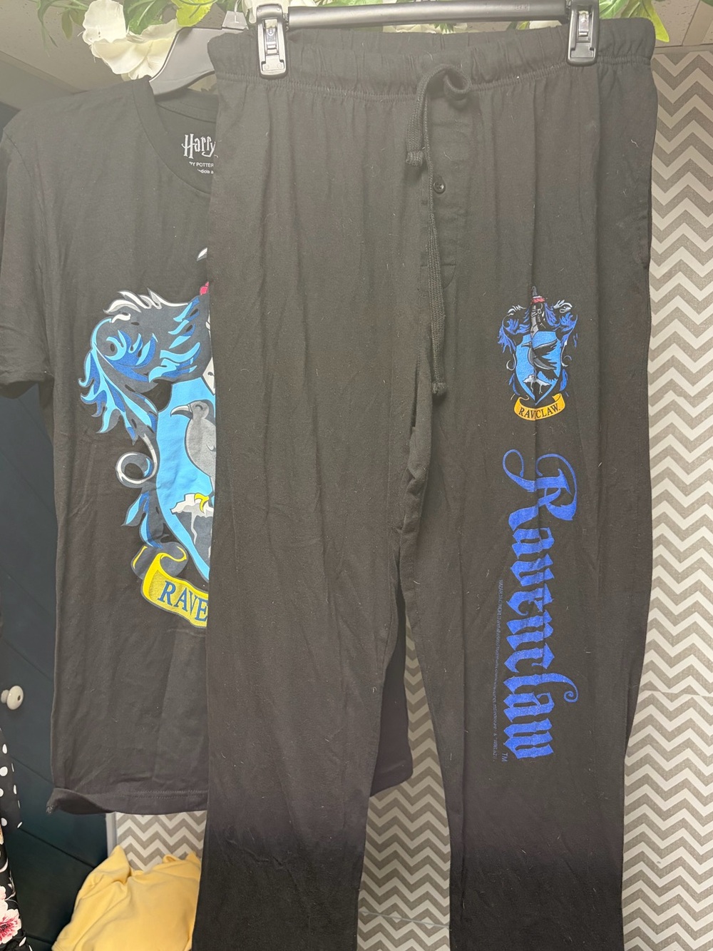 Harry Potter Ravenclaw Black Pajama Set with Blue Crest Graphics